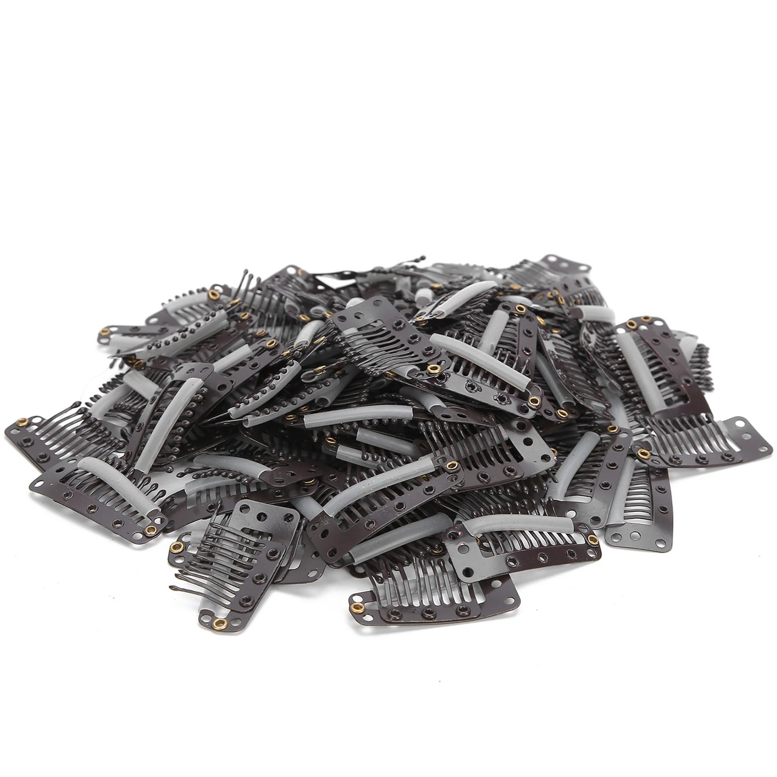 

100 шт. 10 зубчиков клипсы для парика нержавеющая сталь сделай сам накладка на волосы защелкивающаяся клипса для наращивания волос бежевый кофейный