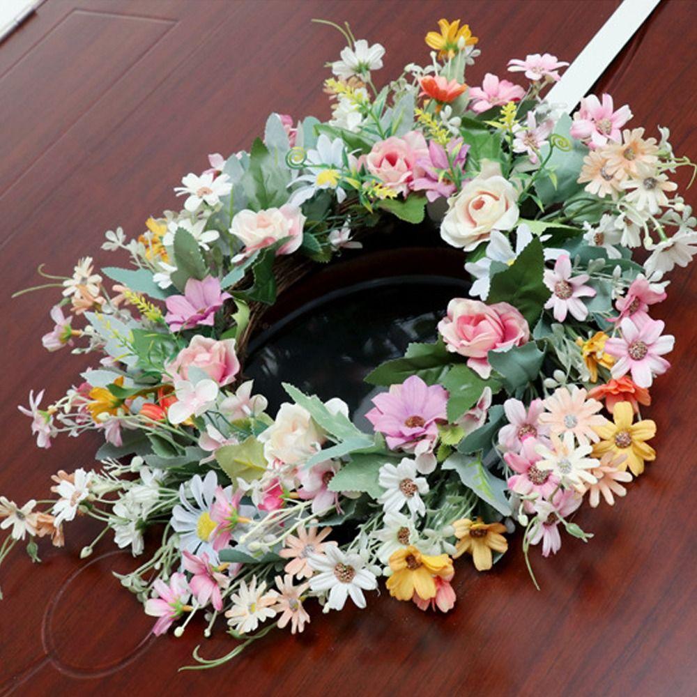 Fake Flower Artificial Daisy Wreath Handmade Flowers Door Hanging  Party Decor