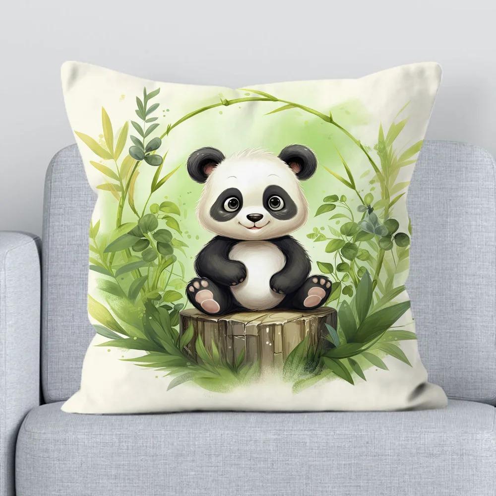 Office Sofa Cushion Cover Cartoon Panda Decorative Pillowcase Fashion Luxury Home Decoration Car Cushion Cover