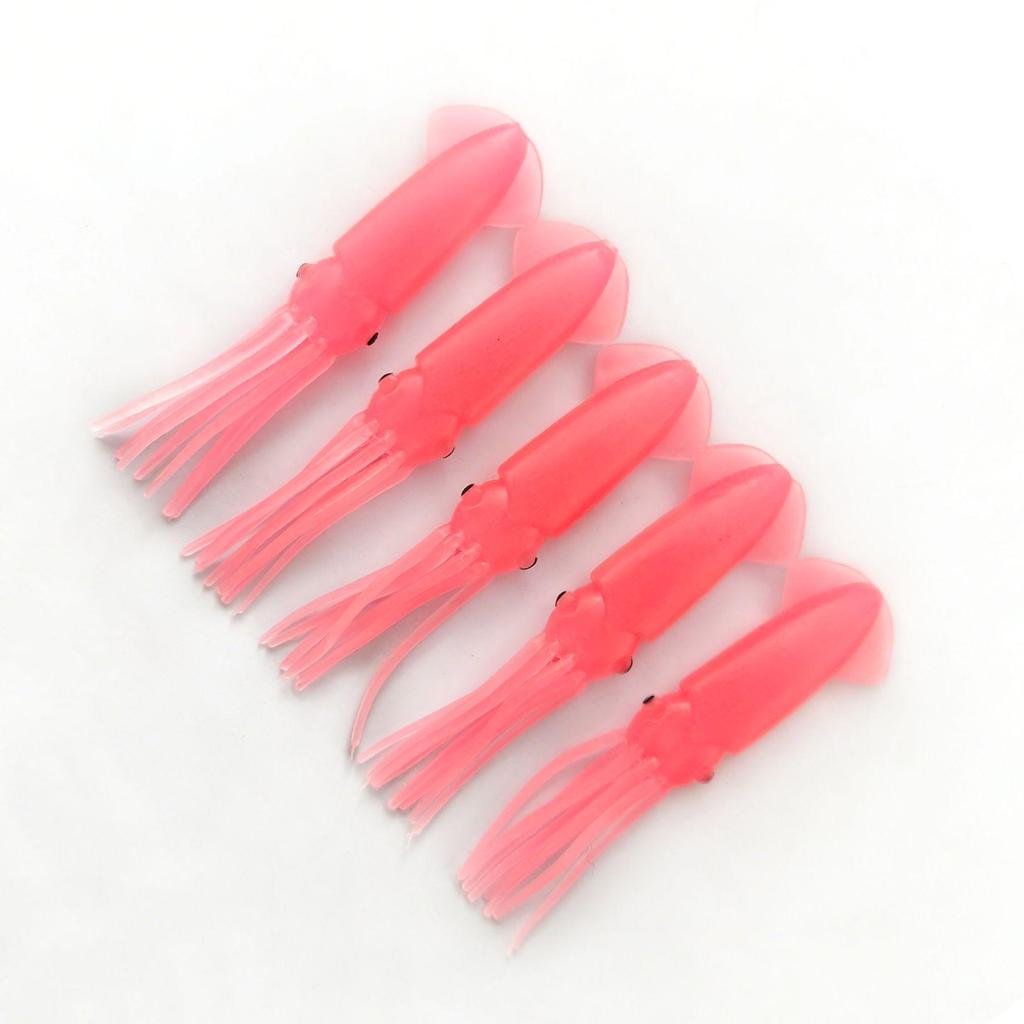 7.5cm Luminous Octopus Squid Bait, 3g, Glowing PVC Soft Lure, 5pcs