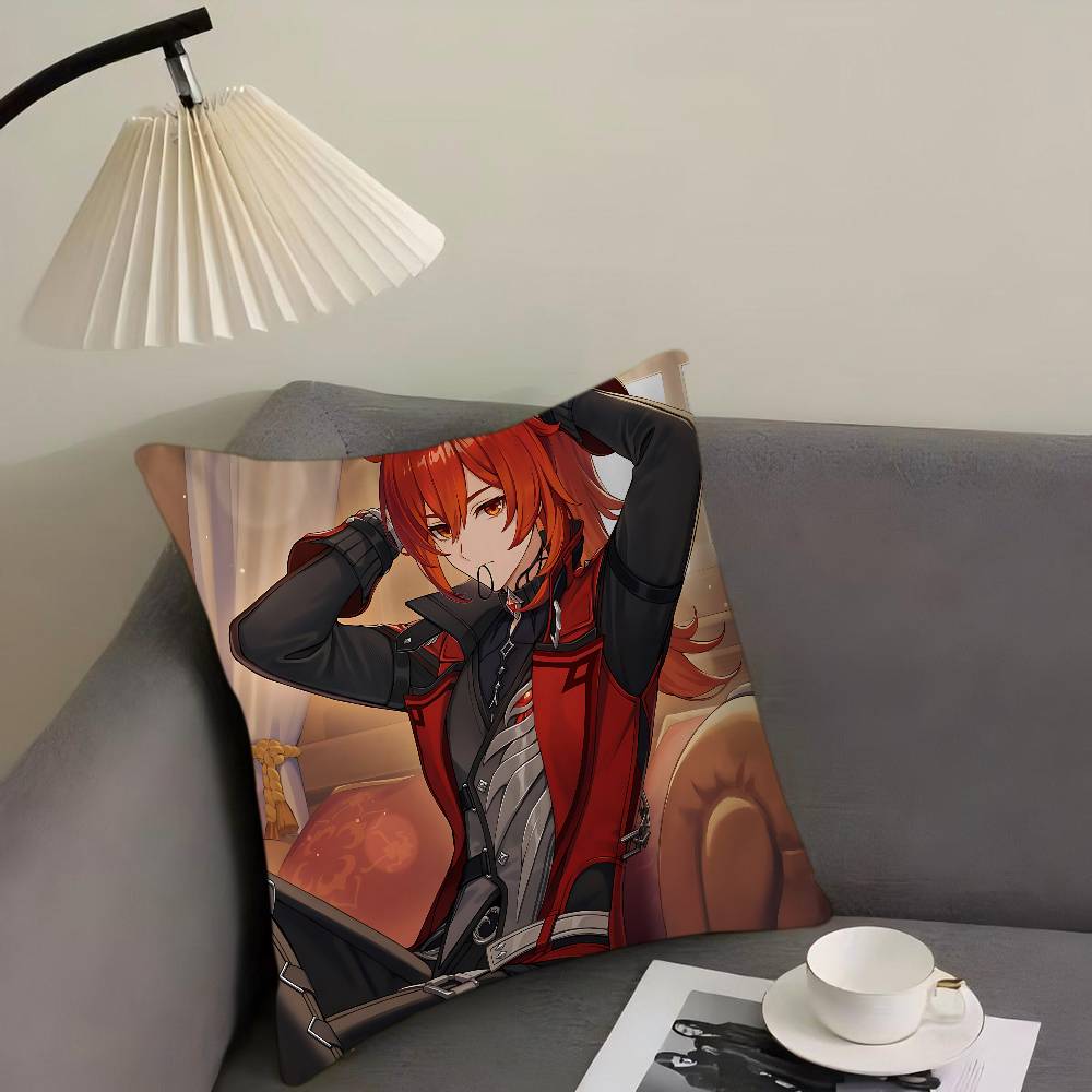 Diluc Ragnvindr Personalized Picture Text Home Decorative Pillows Household Gifts 45x45cm