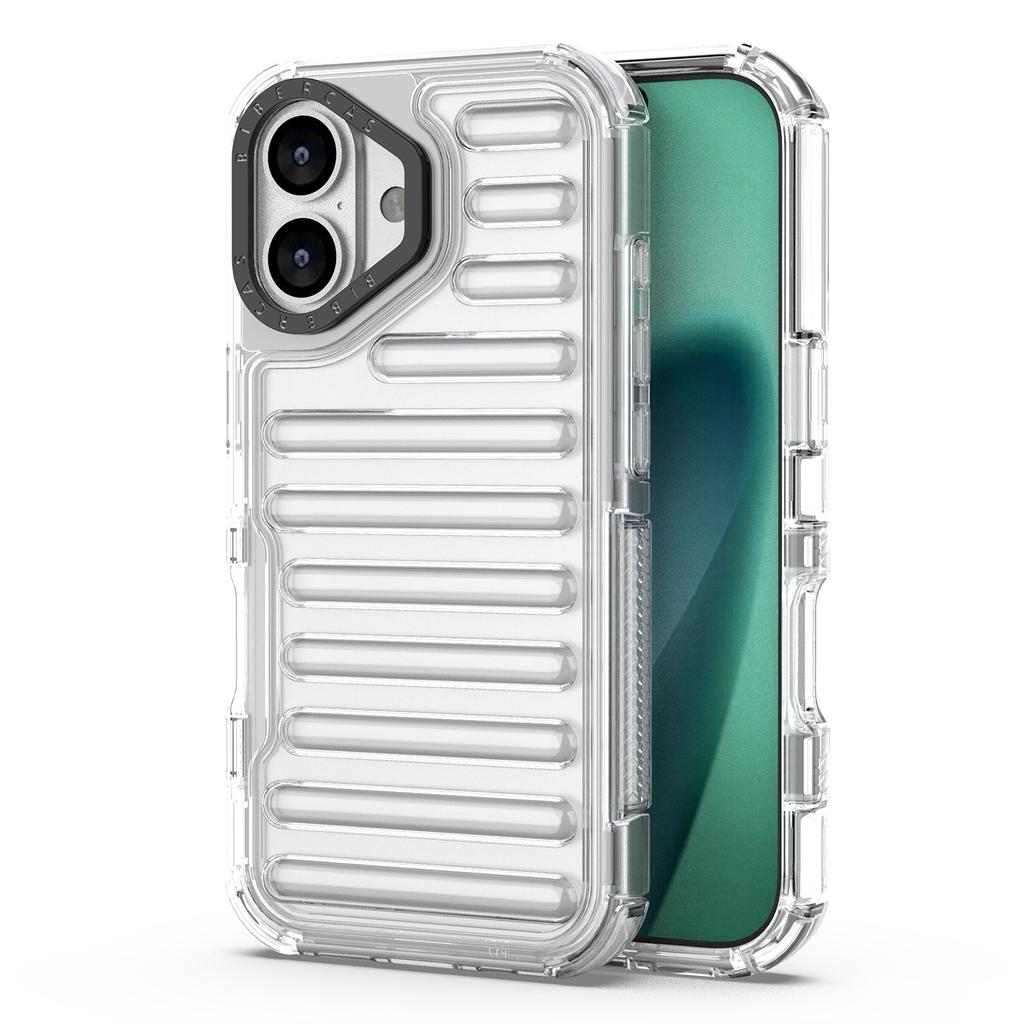 For iPhone 17 Case Stripe Design Anti-Slip Detachable TPU+PC Phone Cover