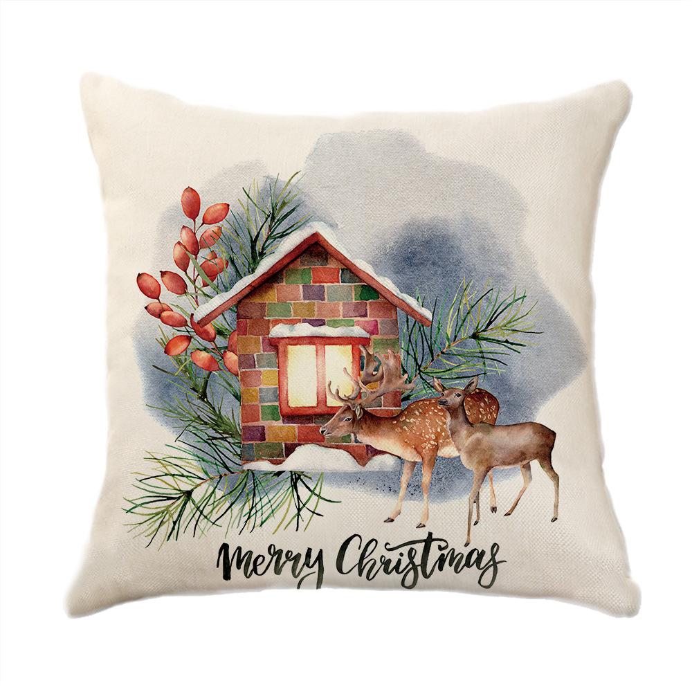 Christmas Theme Printed Sofa Pillow Case Christmas Atmosphere Decoration Bay Window Cushion