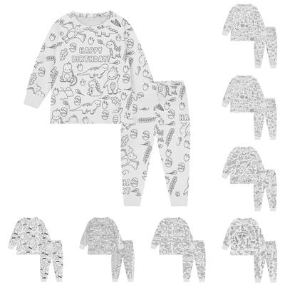 Kinder Homewear Set Skizze Färbung Spaß Hand bemalt Home Kleidung Pyjama Set