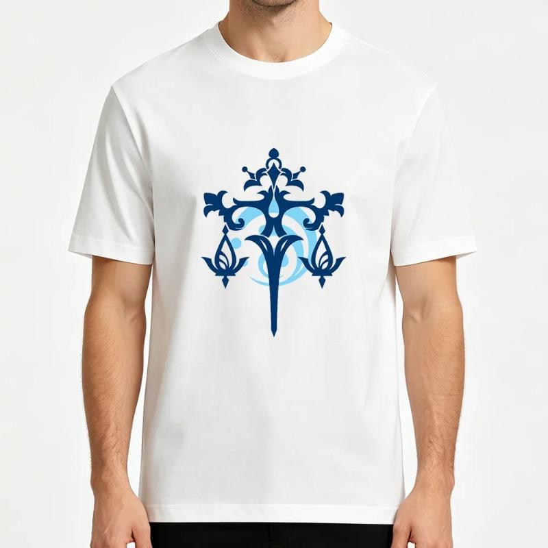 Genshin Impact Focalors Hydro Archon Symbol Modal T Shirt Unisex Unisex Black White Casual Tops Modal Black White Casual Tops