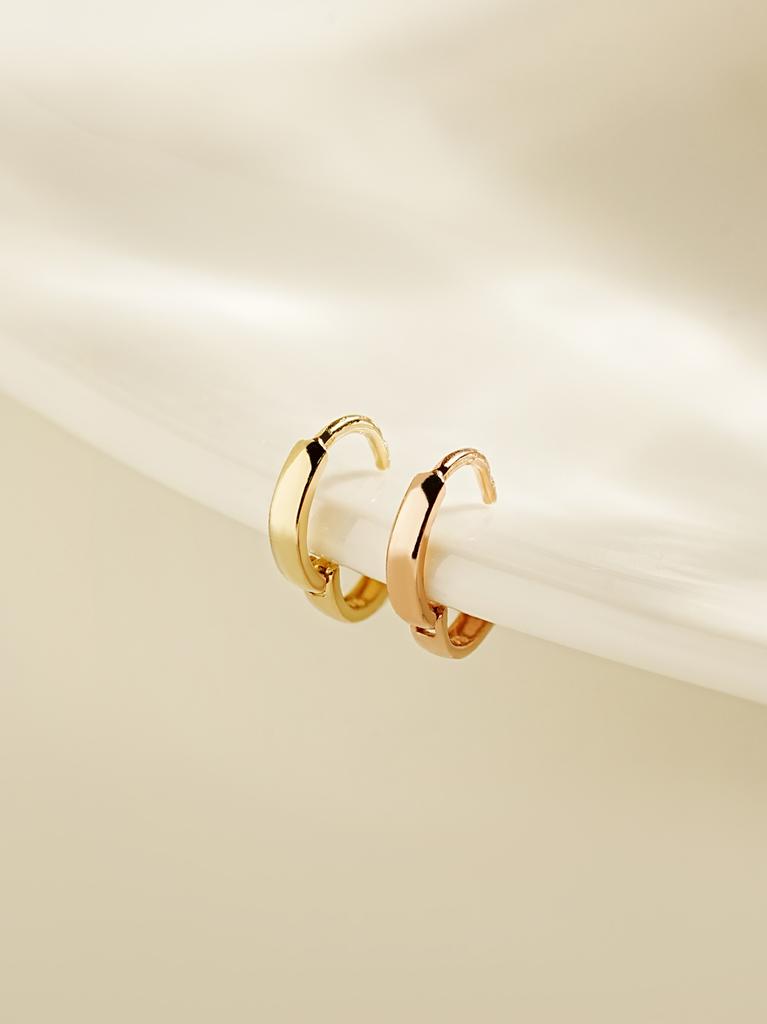 Minimalpiercing 14K 18K Mini Helix Flat One-Touch Ring Earrings