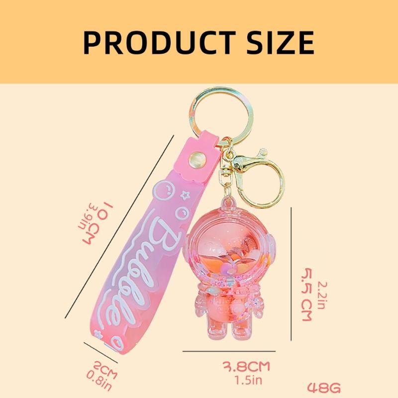 Cartoon Jewelry Dolls Keychain With Sturdy Resin Oil Pendant and Liquid Glitters Bottle for Fashionable Women Ladies