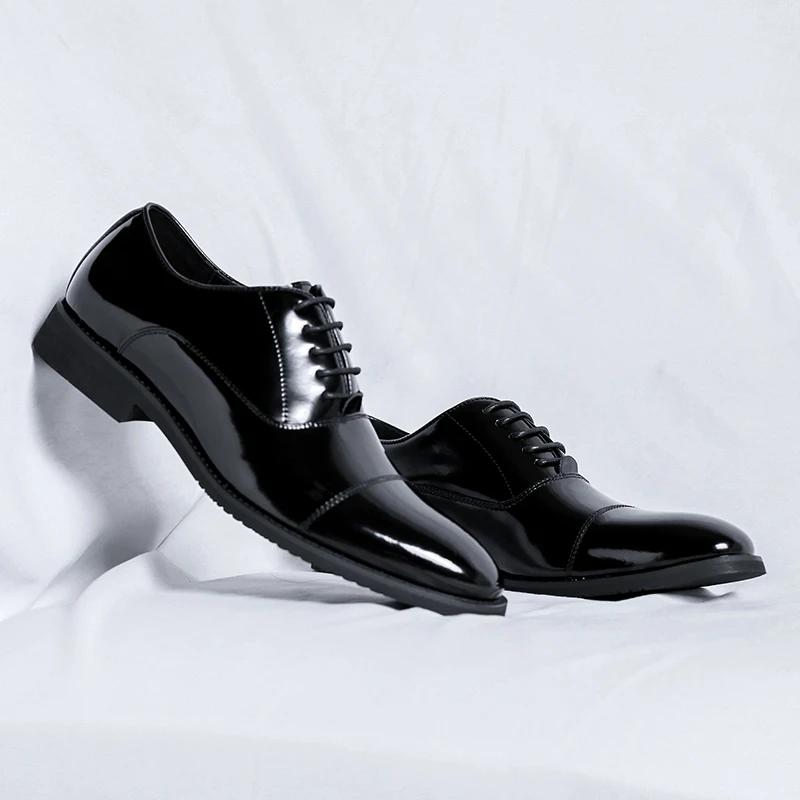 Modische Business-Schuhe aus Leder für Herren, Oxfords zum Schnüren, formelle Schuhe, schwarze Oxfords aus Leder für Herren, elegante Büro-Arbeitsschuhe