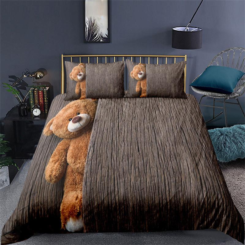 Cartoon Animals Toddler Bedding Set Toy Bear Star Pattern Duvet Cover For Boy Girl Kids Child Teen Microfiber 3D Comforter Cover