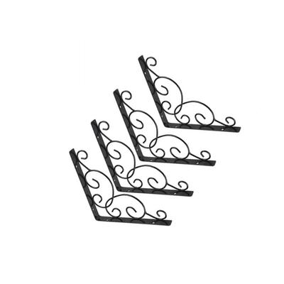 2pcs Iron Art Wall Brackets Floral Pattern Triangle Shelf Supports For Bookshelf Clapboard Setup Box Mounting Hardware Black
