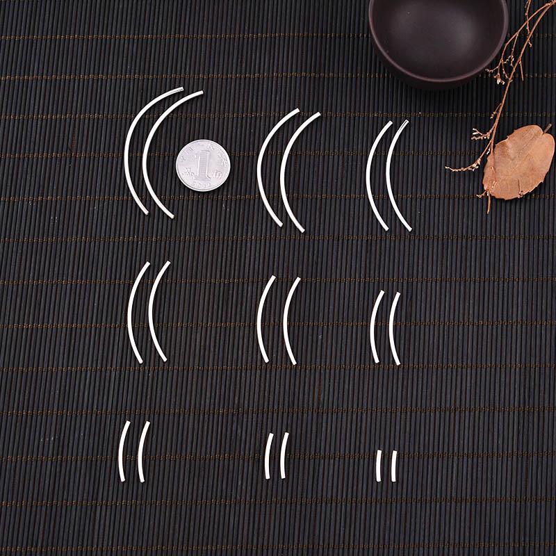 S925 Sterling Silver 1.5mm Curved Tube Beads for DIY Bracelets