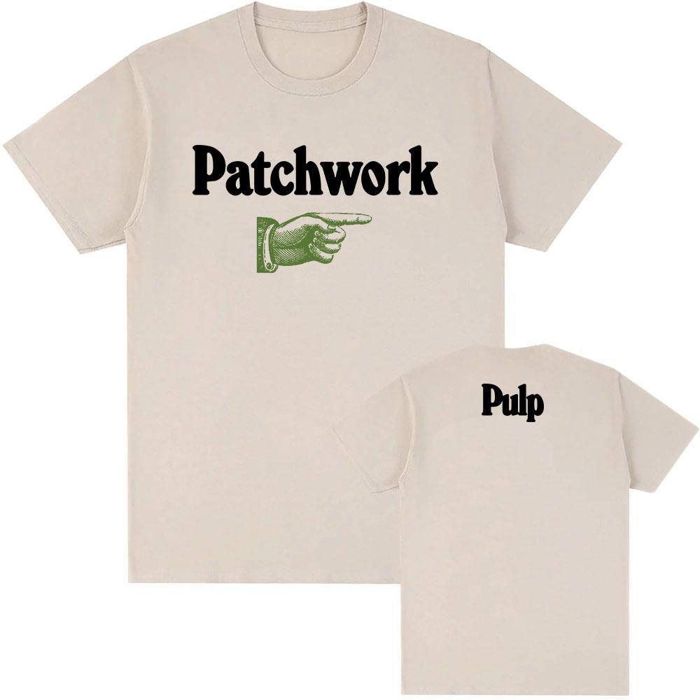 

Patchwork This Way Ecru T-Shirt Men Clothing Pulp Band Fashion Printing Tshirts Summer Cotton Short Sleeve T Shirt Hip Hop Tees XS білий