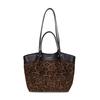 Tote Bag Women Velvet Leopard Print Large Capacity Office Daily Use