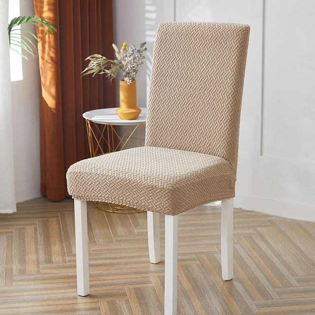 Plain Dining Chair Cover Jacquard Elastic Chair Slipcover Case