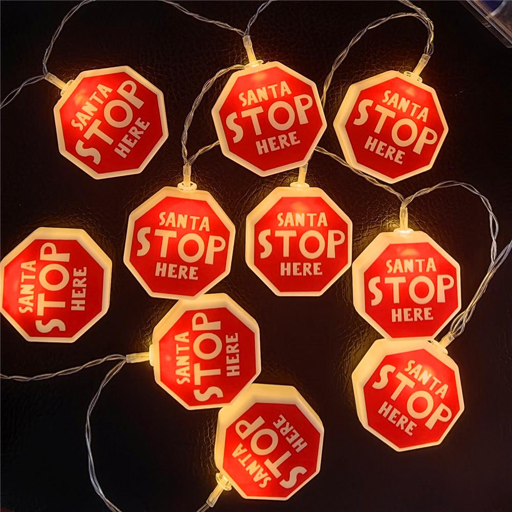 

2025 Рождественские огни STOP Letters Print Decoration Подвесные гирлянды для Рождества Светодиодные подвесные светильники для дома и интерьера 1.5M 10leds USB красный
