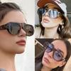 Pcs New Fashion Women Large Frame Retro Sunglasses Sets UV Resistant Oval Female Advanced Minimalist Style Glasses
