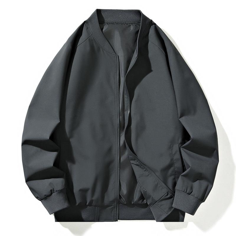 Men's Jacket, Spring and Autumn Casual Loose Baseball Uniform, American Versatile Jacket, Men's Solid Color Simple Men's Clothing