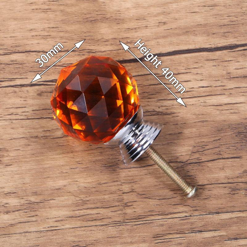 KAK 30mm Crystal Glass Knobs Cabinet Handles Colorful Crystal Ball Cupboard Pulls Drawer Knobs Kitchen Furniture Handle Hardware