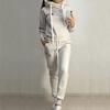 (S-5XL) Tuta da Jogging da Donna Taglie Forti 2 Pezzi Tute Monocolore Felpe con Cappuccio Foderate in Pile Set di Pantaloni
