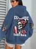 Parla Costoso Stampa Divertente Felpa con Cappuccio da Donna Pullover Larghi Multicolore Pile Autunno Abbigliamento Sportivo Casual con Tasca