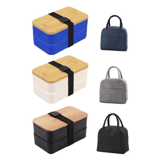 Japanische Bento-Lunchbox für Erwachsene, auslaufsicherer Lunchbehälter mit Bambusdeckel, 4 Utensilien, Essensvorbereitung, Bento-Box zur Portionskontrolle