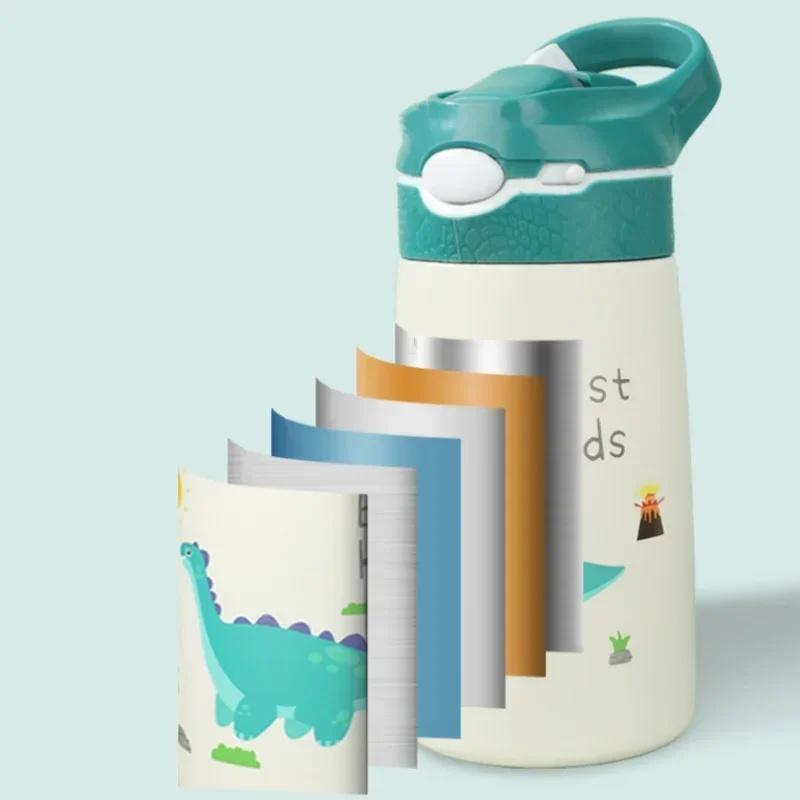 400ml Thermos Water Bottle For Kids Baby Cartoon Duck Straw Cup 316 Stainless Steel Vacuum Flask Outdoor Portable Thermos Cup