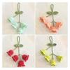 Keychain Pendant Tulip Flower Design Handwoven Yarn Crochet Key Chain Adjustable Rearview Mirror Hanging Car Decoration