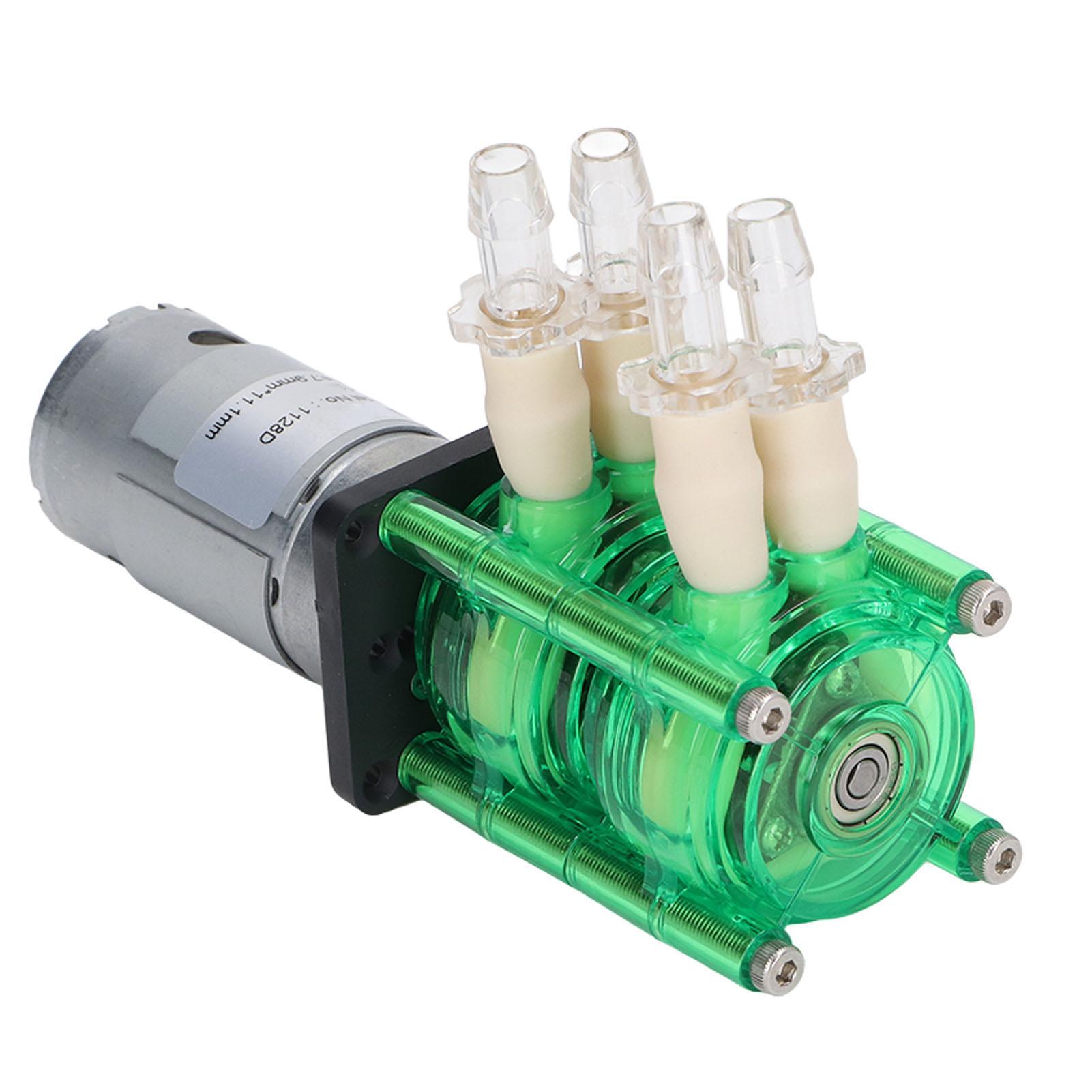 Pompe péristaltique à double tête Coque verte Tubulure jaune Grand débit Résistante à la corrosion Pompe à eau 700 ml/min CC 24 V 600 mA