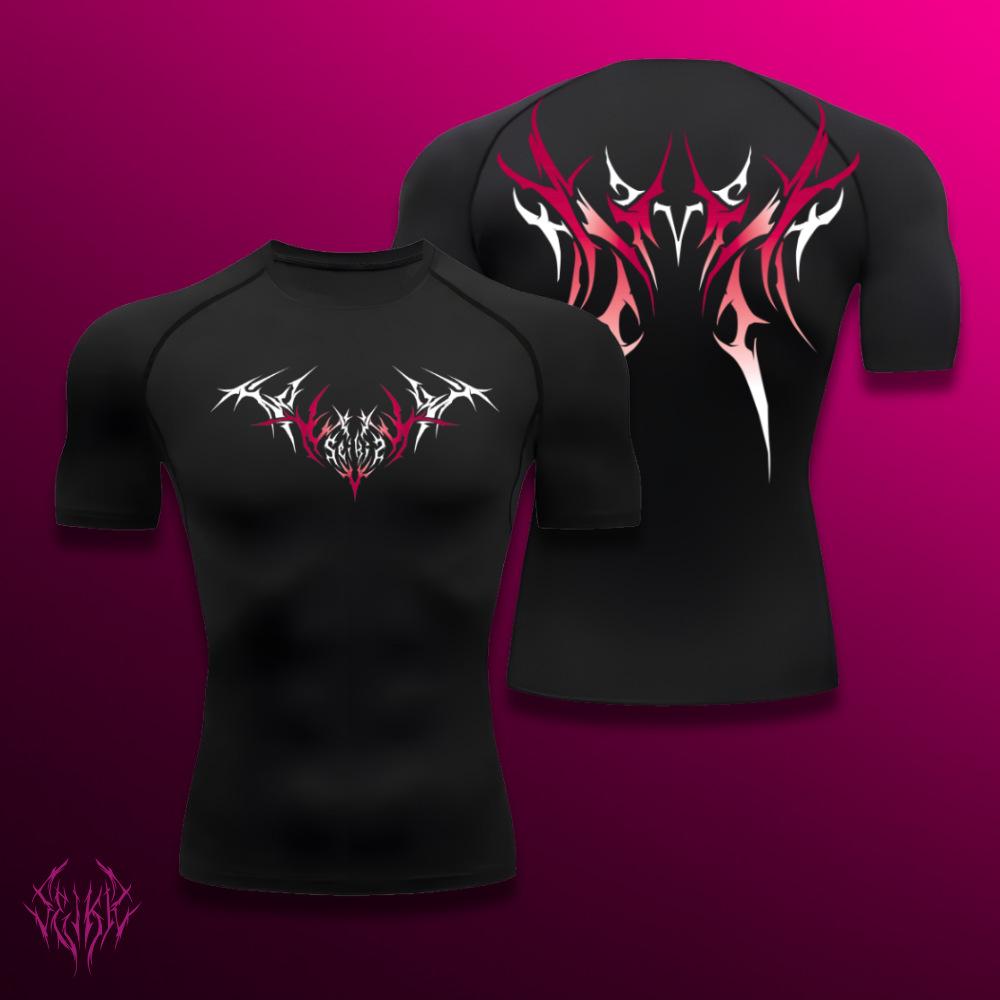 Ideal and stylish Fitness T-shirt met Korte Mouwen, Nauwsluitend, Buikcontrole, Trainen, Vormgevend, Ademend, Sneldrogend, Spier Training L
