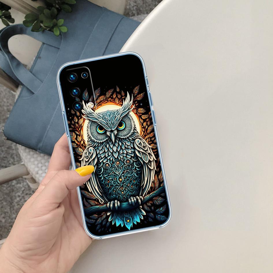 

LO20 Cartoon Art Owl Soft Shell Transparent Phone Case for Motorola Moto G7 G8 G9 G84 G85 G73 G24 G15 Z2 Play Power Plus Motorola Moto G8 Power