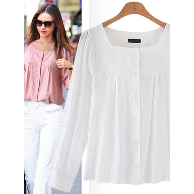 

Fashion Style U-Neck Elegant Long-Sleeve Women s Top Bottoming Shirt Yellow L