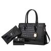 Trendy Retro Crocodile Pattern Women's Shoulder Tote Bag Set