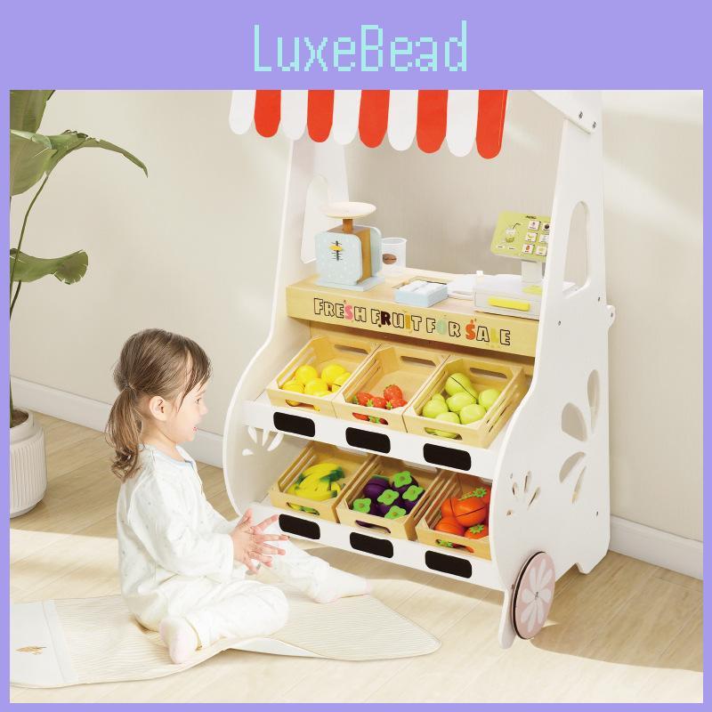 Fruit Mobile Portable Stall Wooden Playset For Toddlers Imaginative Role Play