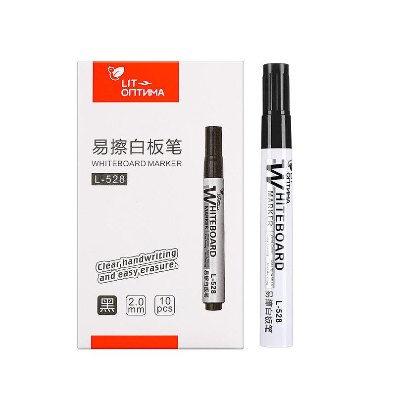 10pcs Whiteboard Marker Set,2.0mm Nib,Black Blue Red High-Volume Ink,Office Teaching Pen,Clear Handwriting & Easy Erasure L-528