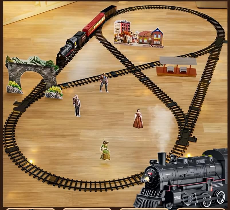 Zmart Klassischer Elektrischer Eisenbahnzug Dampflokomotive Lichter und Geräusche Aktiviert durch Hinzufügen von Wasser Elektrisches Eisenbahnmodell Dampflokomotive Eisenbahnset
