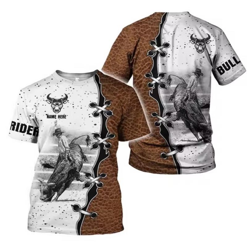 3D nordafrikansk oksetrykk-t-skjorte herre Overdimensjonert glatt spansk tyrefekting Løs t-skjorte Street Wear-t-skjorte sommer