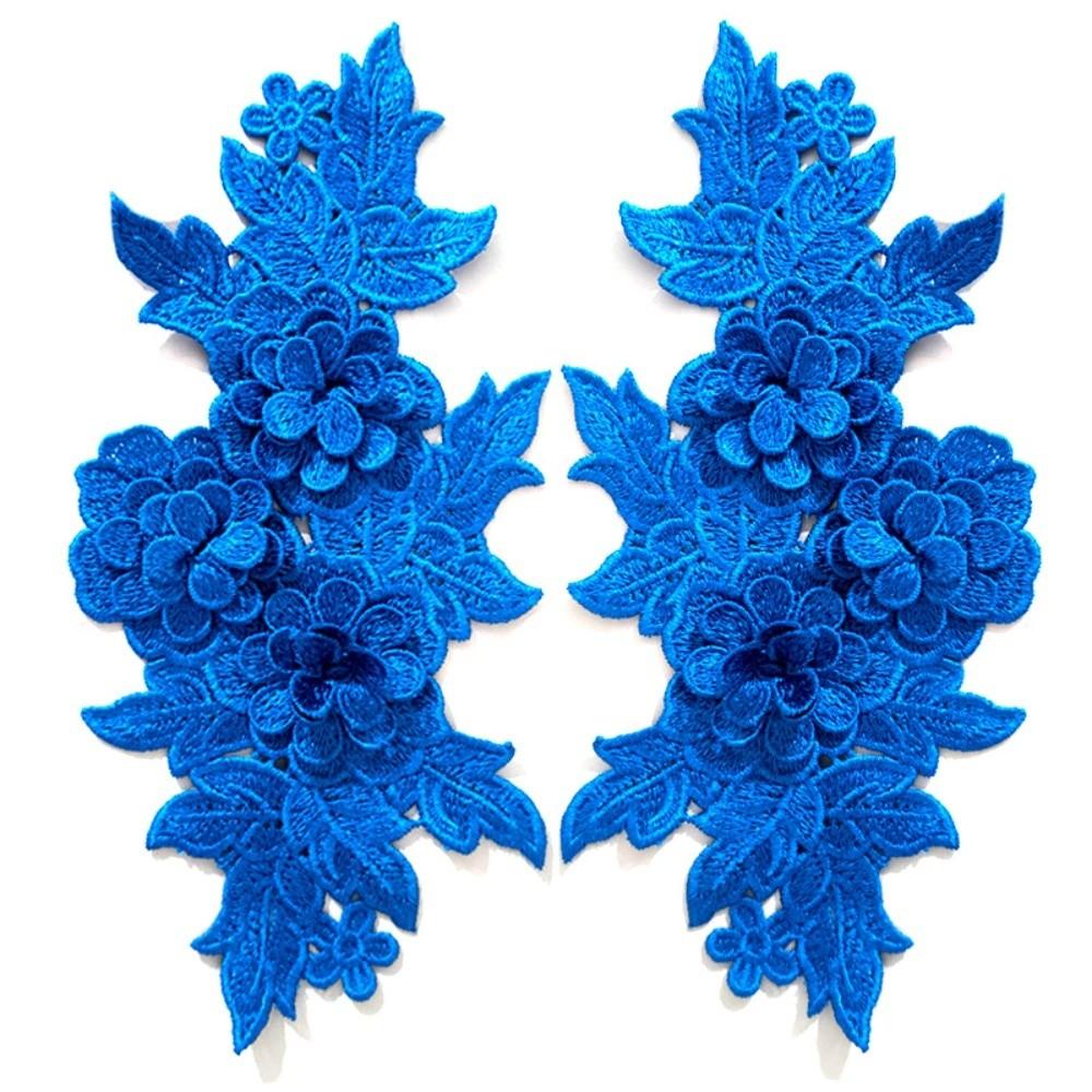 

Heavy Lace Lace Applique Matched Pattern Colorful Floral Embroidery Trim DIY Design 3D Embroidered Patch Garment Decoration синий