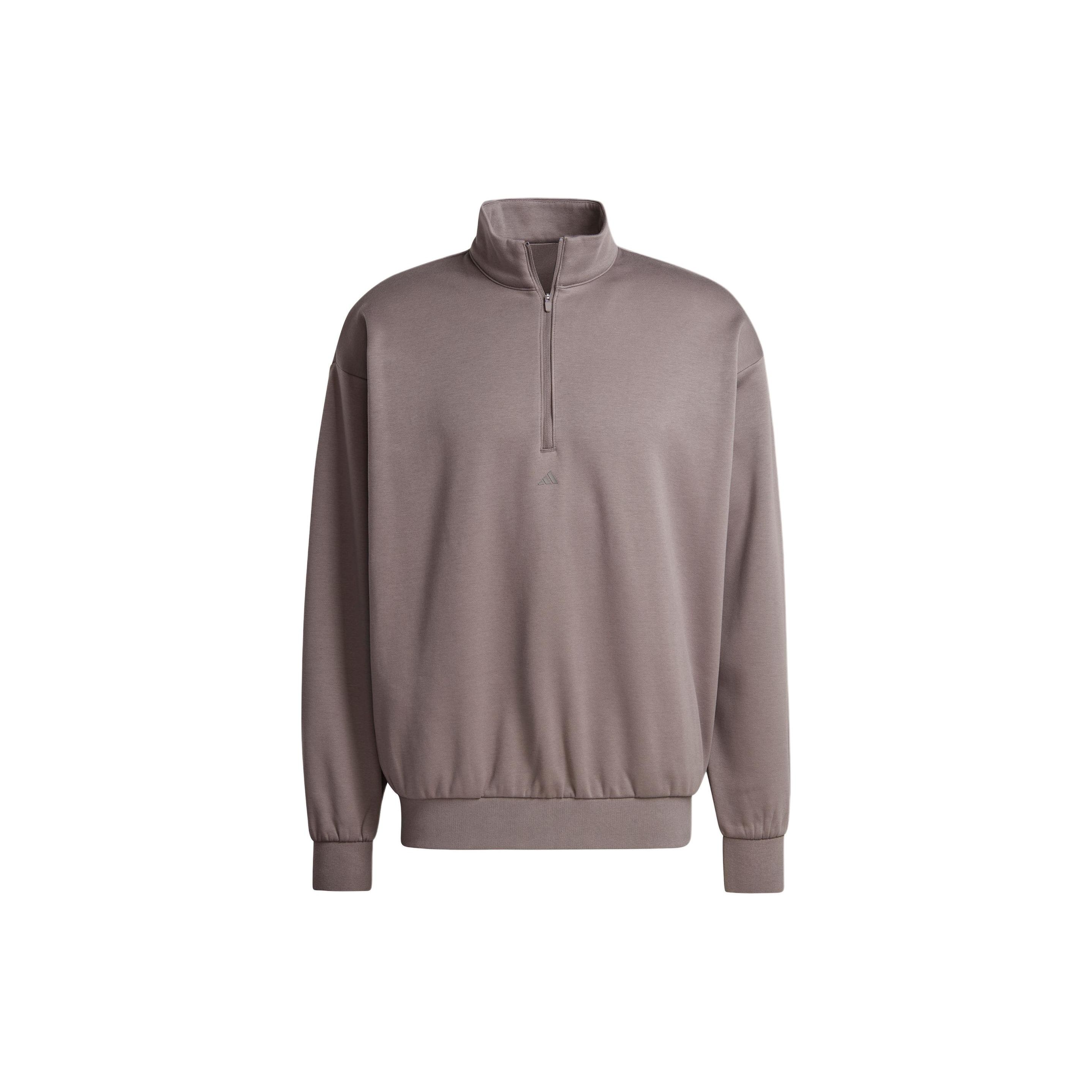 adidas Men s Taupe Half-Zip Fleece Sweatshirt IW1627 S