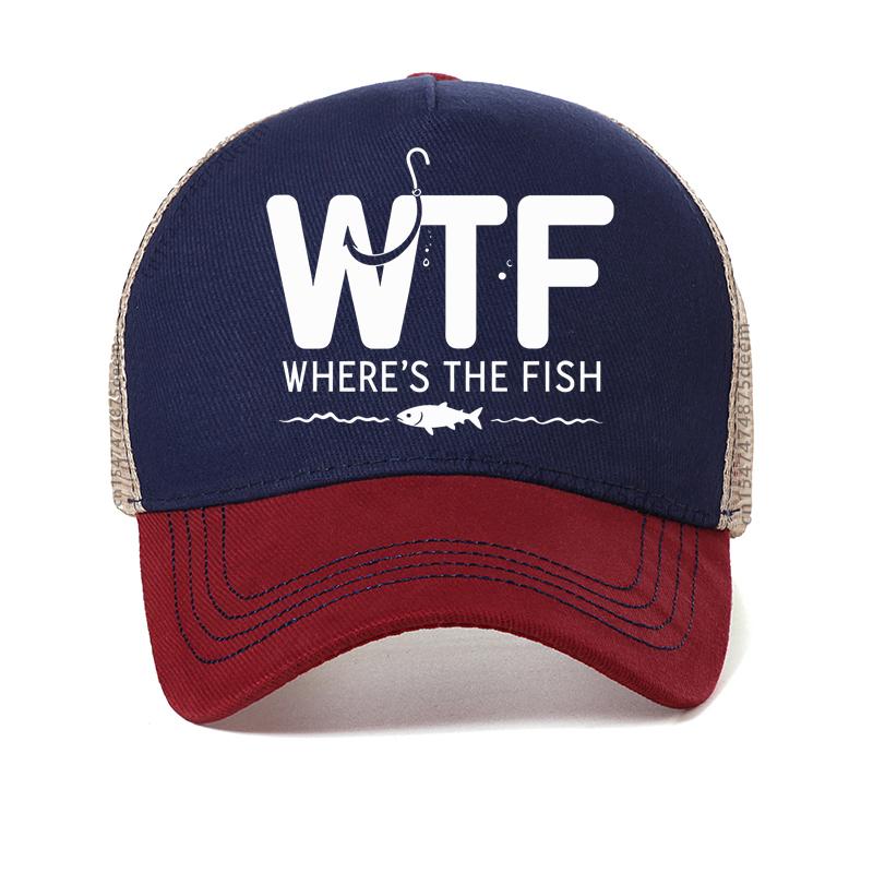 Funny WTF Where Is The Fish Graphic baseball cap Fishing Fisherman cap Fathers Day Gifts Casual Summer mesh Trucker hat sun hats Adjustable