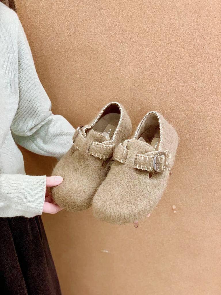 Spot thick-soled inner height increase all-inclusive cotton shoes for women's outer wear 2025 new autumn and winter velvet retro Boken shoes h