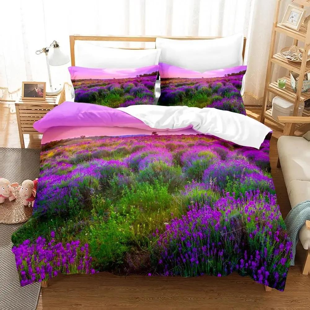 Bettwäsche-Set „Wald“, Wald mit schattigen Bäumen, traumhafte Waldlandschaft, Naturmotiv, Bettwäsche-Set, Queen-Size, Grün-Braun