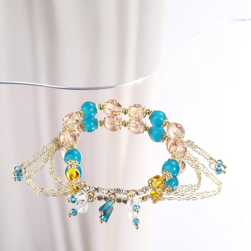 The End of The Moon Personality Zinc Zinc Alloy Women Bracelet Beads Pendant Chinese Jewelry Tassel Chain