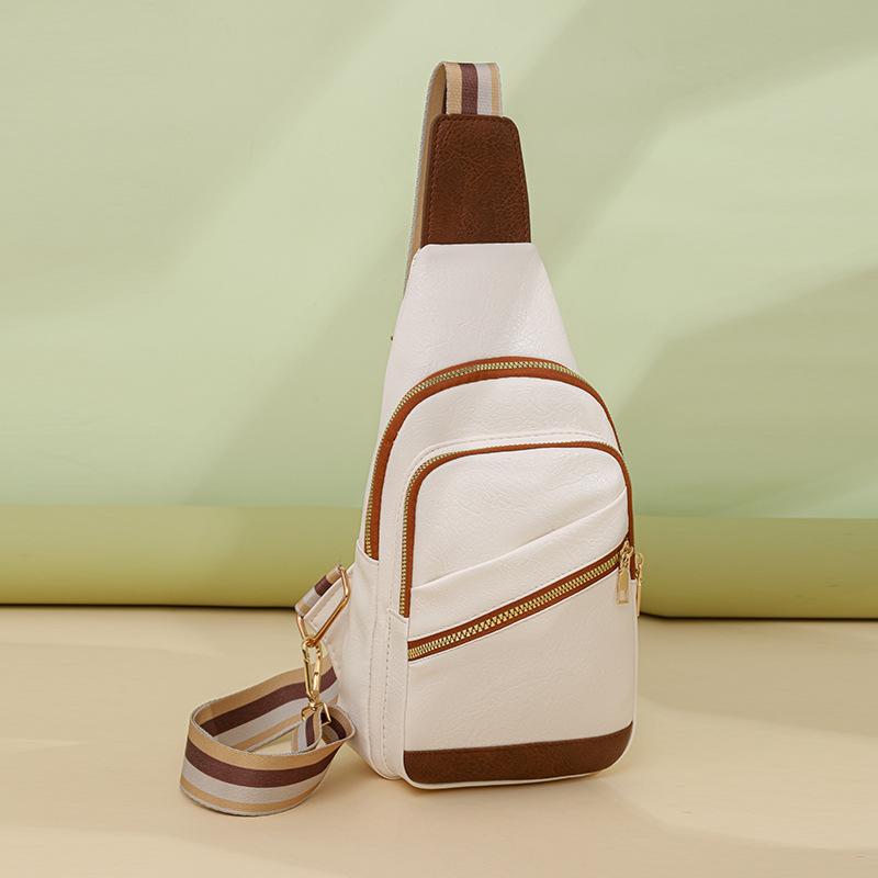 Fashion Trend Women's Chest Bag PU Soft Leather Texture Cross Bag Chest Bag Outdoor Sports Card Compartment Phone Bag