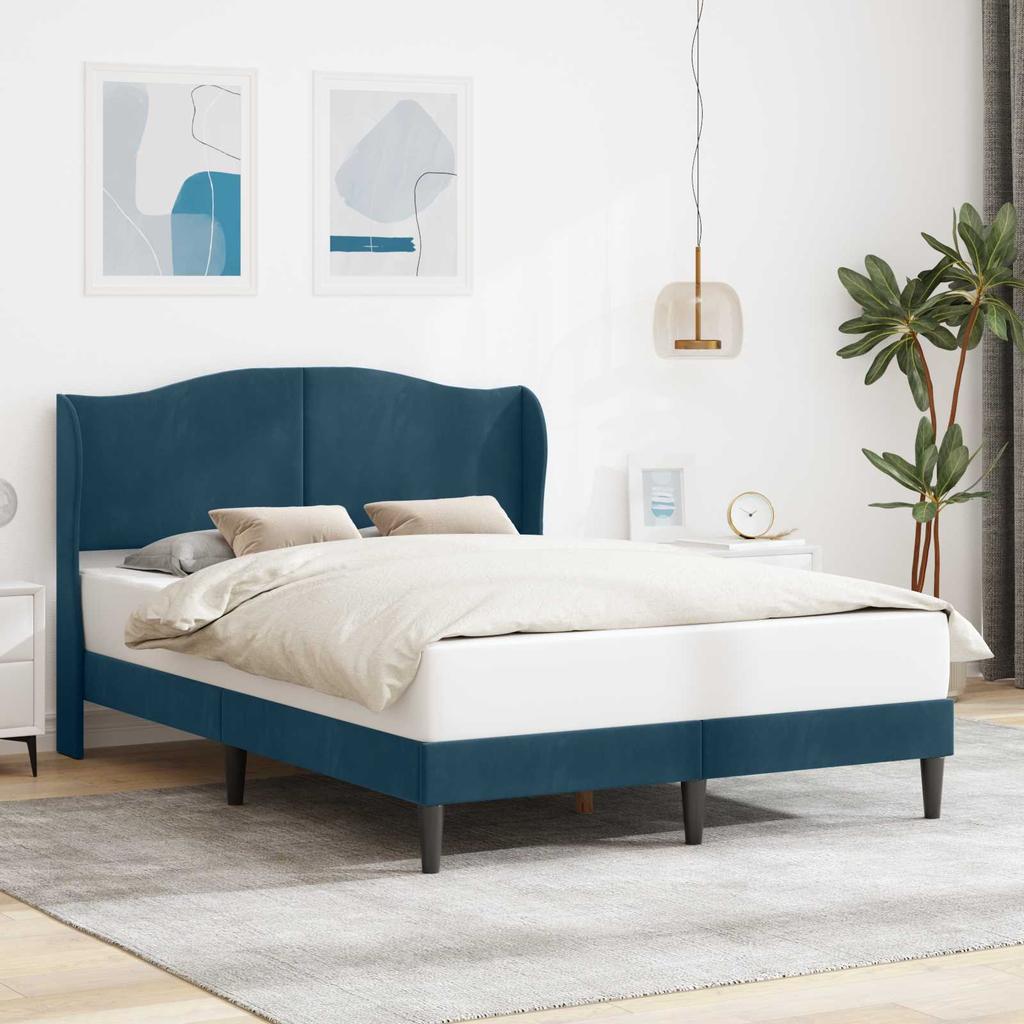 Bed Frame with Headboard Blue 120 x 190 cm Velvet