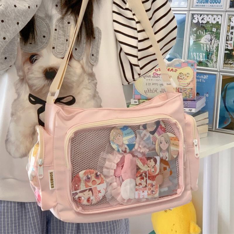Trendy Transparent Crossbody Bag Large Capacity Textured Shoulder Bag Versatile Ita Bag For School And Daily Use