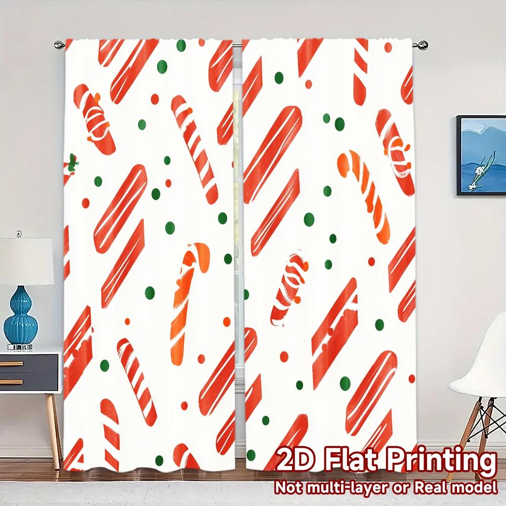 

2pcs,Curtains Candy Cane Berries Stripes (3) Popular Light Filtering Curtains Prints Light Filtering Curtains Decorations Inside 52.50×116.00 CM 2pcs