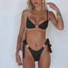 2025 Stylish European & American Women's Sexy Solid Color Tie-back Bikini Swimsuit