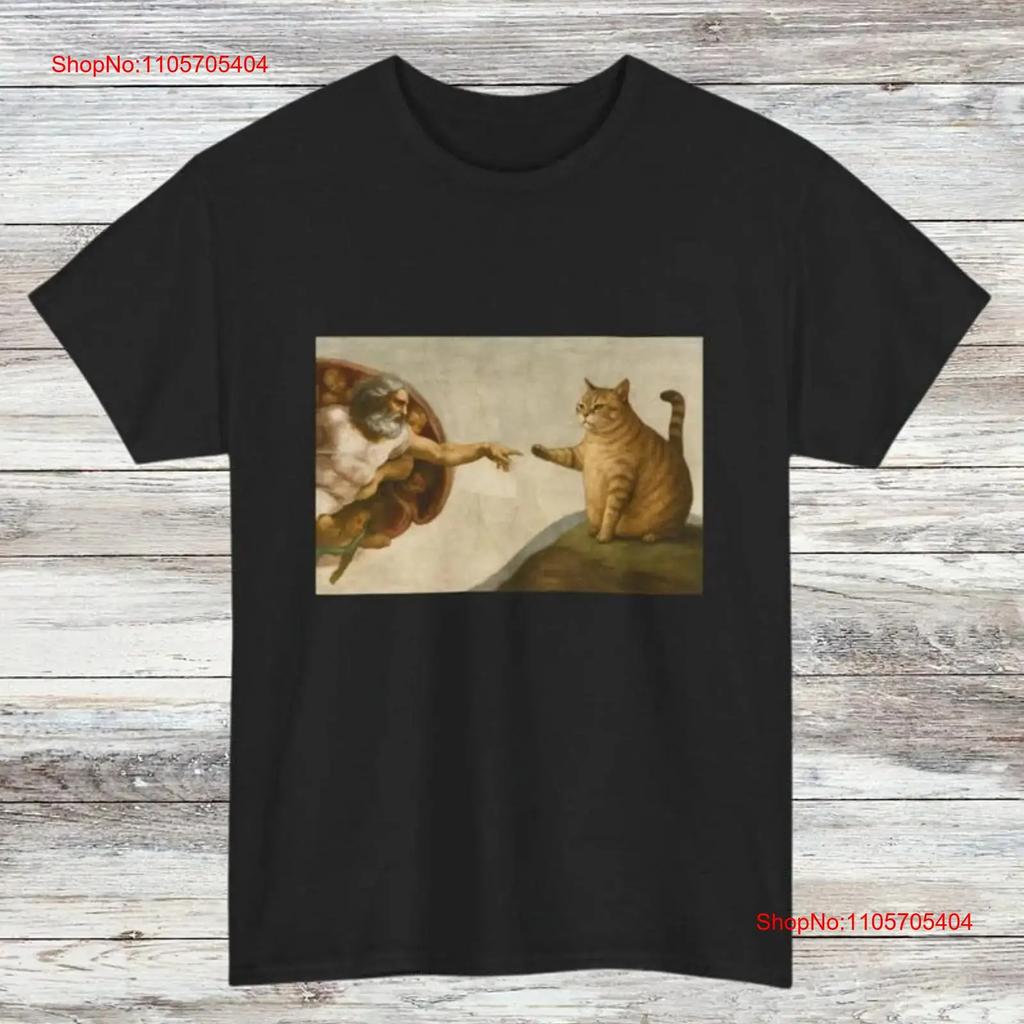 Neues lustiges orange getigertes Katzen T-Shirt Michelangelo Parodie S 5XL Vintage Unisex Bequem Atmungsaktiv