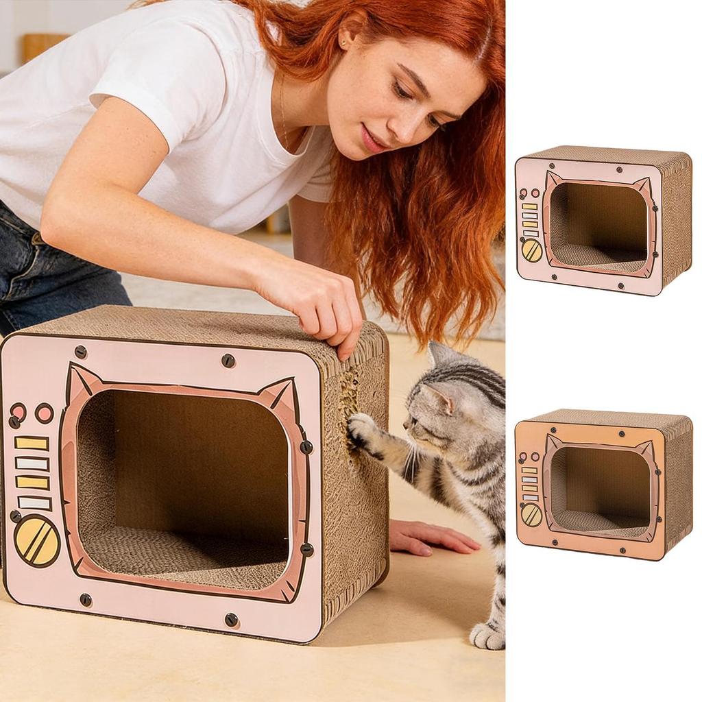 Cat Scratch House Cardboard Non-Slip Bottom Pet Supplies Large Cardboard Cat Scratcher House For Furniture Protector Enrichment