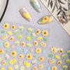 Cyan Sea Fresh Sunflower Embossed Nail Art Stickers - Colorful Flower Decals
